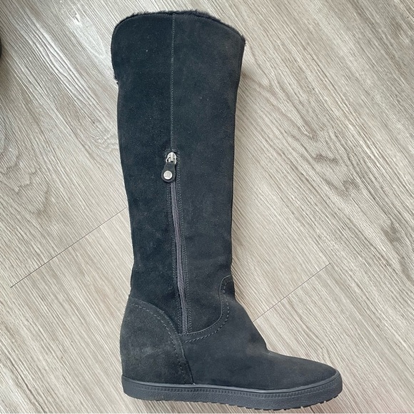 GEOX RESPIRA OVER THE KNEE TALL BLACK SUEDE BOOTS SIZE 9 - Picture 2 of 16